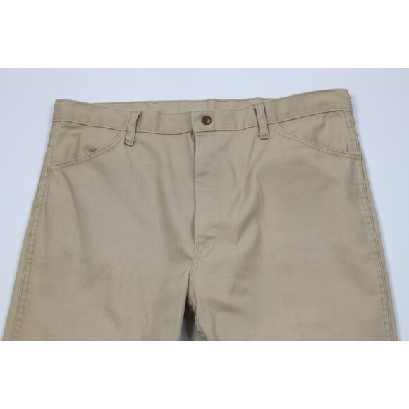 Vtg 70s Streetwear Mens 38x29 Distressed Wide Leg Bell Bottoms Twill Jeans USA - Picture 2 of 14